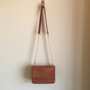 Brown Faux Leather Crossbody